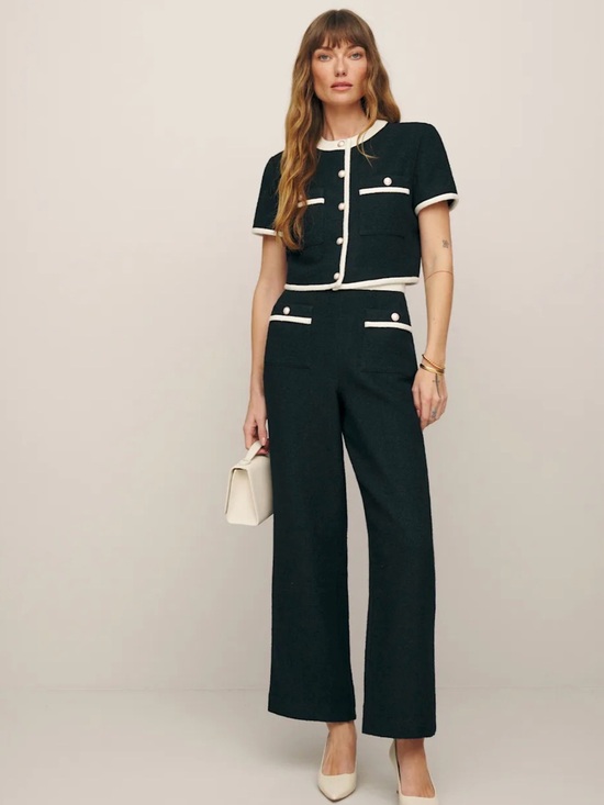 Reformation Other - Reformation Black Tweed Wool Blair Crop top and pant set